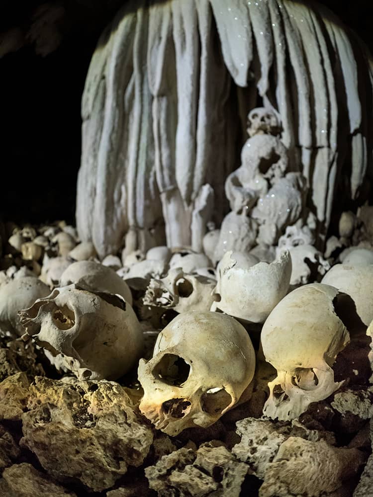 Skulls in a cave. 